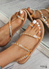 Boho Round Toe Rhinestone Flat Sandals